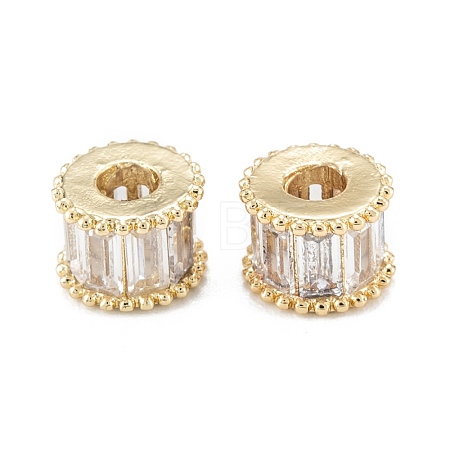 Brass Micro Pave Clear Cubic Zirconia Beads ZIRC-L101-08G-1
