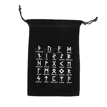 Runes Velvet Jewelry Storage Drawstring Pouches WICR-PW0007-04A-1