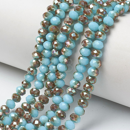 Electroplate Opaque Solid Color Glass Beads Strands EGLA-A034-P8mm-J03-1