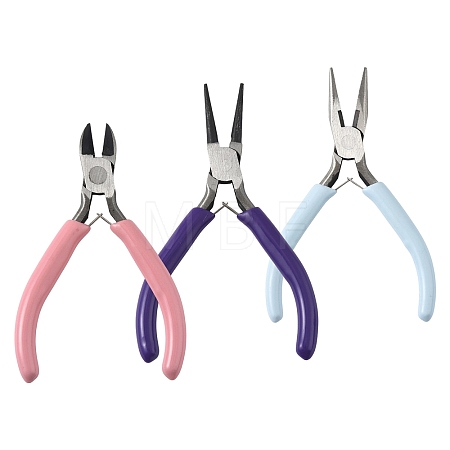 3Pcs 3 Styles 45# Steel Jewelry Pliers PT-FS0001-01-1