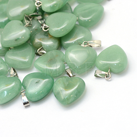 Heart Natural Green Aventurine Pendants X-G-Q371-08-1