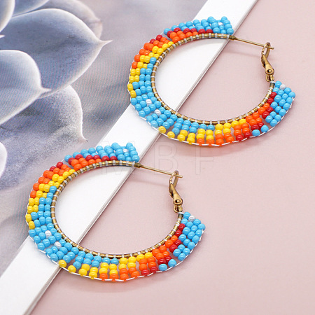 Handmade Glass Seed Beads Hoop Earrings HZ1102-1