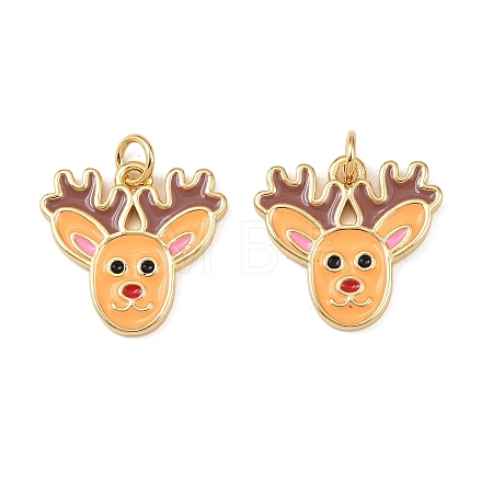 Christmas Brass Enamel Pendants KK-L255-17G-01-1