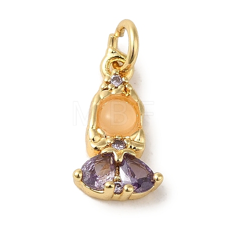 Brass Micro Pave Colorful Cubic Zirconia Glass Pendants KK-R162-026B-G-1