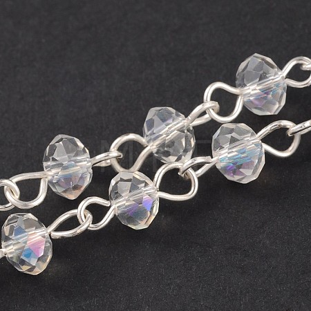 Handmade Rondelle Glass Beads Chains for Necklaces Bracelets Making AJEW-JB00121-01-1