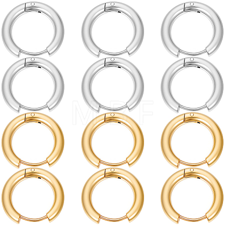 12Pairs 2 Colors 304 Stainless Steel Huggie Hoop Earrings EJEW-SC0001-96-1