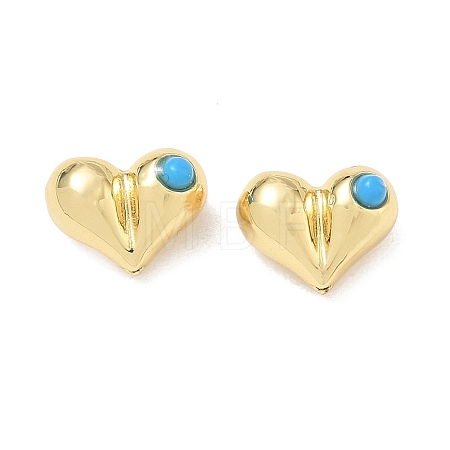 Brass Heart Beads KK-D289-06G-1