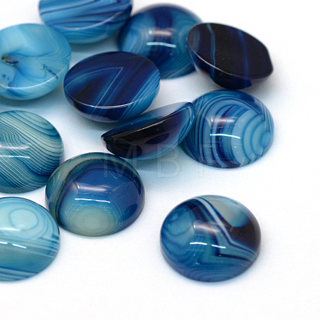 Dyed Natural Striped Agate/Banded Agate Cabochons X-G-R348-16mm-01-1