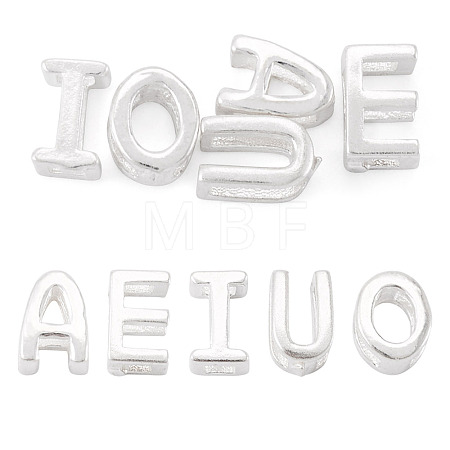 5Pcs 5 Styles 925 Sterling Silver Hollow Initial Beads STER-TA0001-55-1