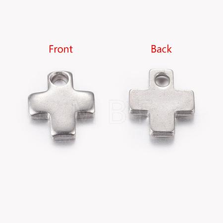 Tarnish Resistant 201 Stainless Steel Stamping Blank Tag Tiny Cross Charms STAS-Q072-1