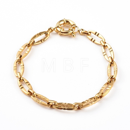 304 Stainless Steel Oval Link Chain Bracelets BJEW-JB06101-01-1