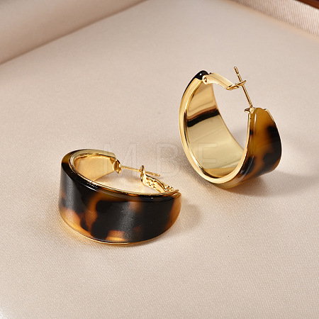 Brass & Acrylic Hoop Earrings FS-WG659A8-01-1
