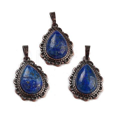 Dyed Natural Lapis Lazuli Teardrop Pendants G-K363-01R-04-1