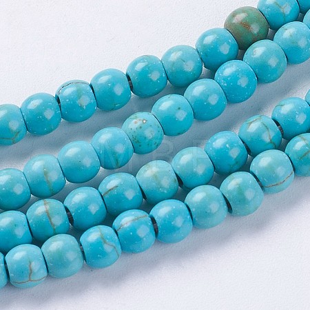 Synthetic Turquoise Beads Strands G-E456-45A-4mm-1