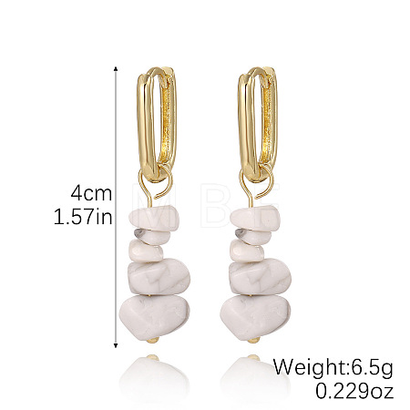 Alloy with Natural Howlite Hoop Earrings WGDF26A-03-1