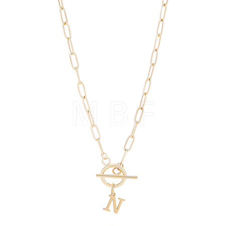 304 Stainless Steel Letter Pendant Necklaces NJEW-LP0001-52N-G-1