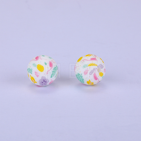 Printed Round Silicone Focal Beads SI-JX0056A-40-1