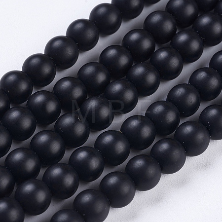Synthetic Black Stone Beads Strands G-R345-6mm-38-1-1