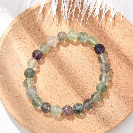 Natural Fluorite Stretch Bracelets BJEW-E373-8mm-10-1