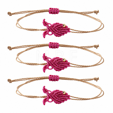 Ocean Adjustable Braided Wax Cord Fish Link Bracelet Sets with Brass Beads for Women XU5174-5-1