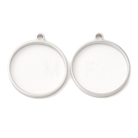 Non-Tarnish 304 Stainless Steel Open Back Bezel Flat Round Pendants STAS-Z040-04B-P-1