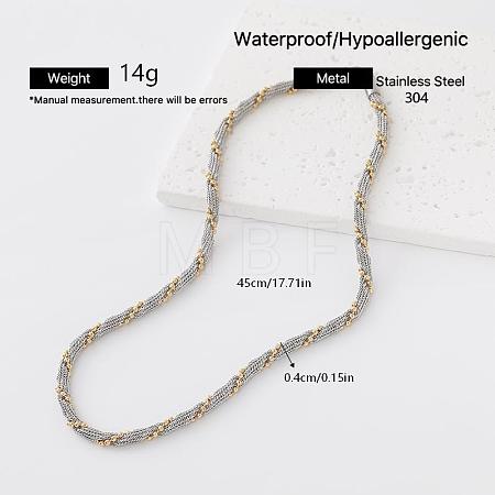 Duo Tone 304 Stainless Steel Round Mesh Chain Necklaces for Men Women IZ7438-6-1