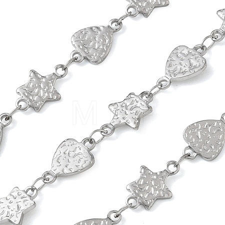 Hammered 304 Stainless Steel Triangle & Star Link Chains SA-CBA21A8-01P-04-1