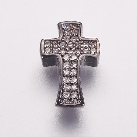 Brass Micro Pave Cubic Zirconia Beads ZIRC-G087-28B-1