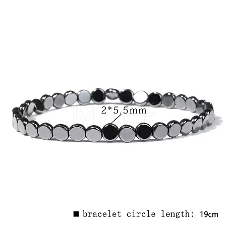 Synthetic Non-magnetic Hematite Beads Stretch Bracelets for Men RL7655-13-1