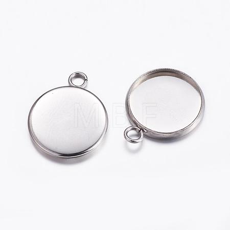 Tarnish Resistant 304 Stainless Steel Pendant Cabochon Settings STAS-K146-054-14mm-1