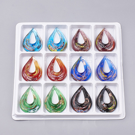 Handmade Gold Sand Lampwork Big Pendants LAMP-S189-11-B-1
