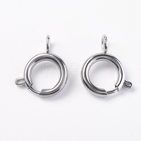 Tarnish Resistant 304 Stainless Steel Smooth Surface Spring Ring Clasps STAS-E143-03D-P-1