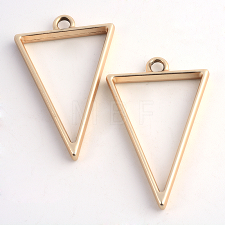 Rack Plating Alloy Triangle Open Back Bezel Pendants PALLOY-S047-09C-FF-1