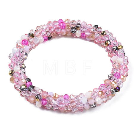 Glass Beaded Crochet Stretch Bracelet BJEW-T016-09G-1