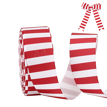 Polyester Stripe Pattern Ribbon OCOR-WH0078-526A-01-1