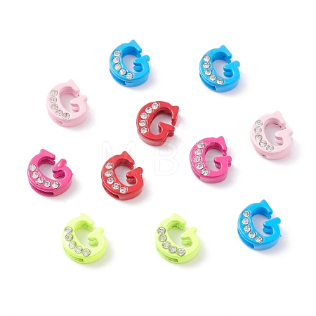 Spray Painted Zinc Alloy Slide Charms ALRI-WH0005-13G-1