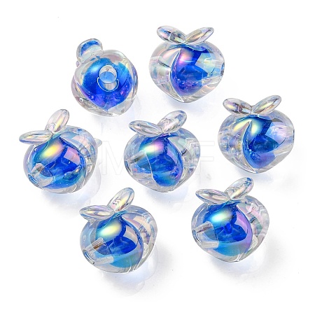 UV Plating Rainbow Iridescent Acrylic Beads OACR-F004-02C-1