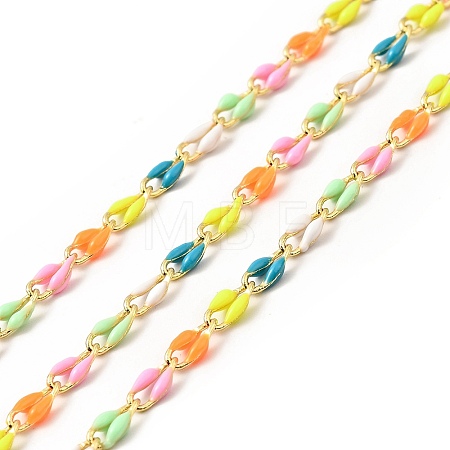 3.28 Feet Brass Enamel Curb Chains X-CHC-C003-13G-01-1
