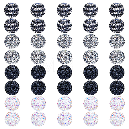 40Pcs 4 Colors Resin Rhinestone Beads RESI-ME0001-06-1