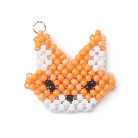 Beaded Fox Charms PALLOY-MZ01146-1