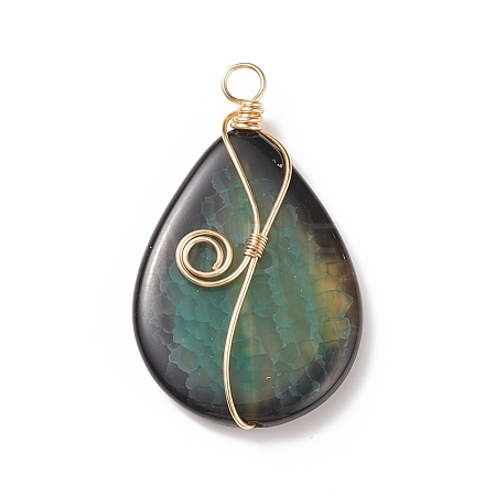 Natural Crackle Agate Pendants PALLOY-JF01867-03-1