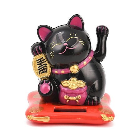 ABS Plastic Solar Powered Maneki-neko Figurines LS-DJEW-B017-01A-04-1