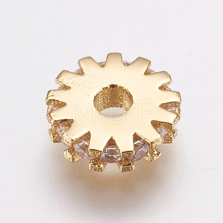 Brass Micro Pave Cubic Zirconia Bead Spacers ZIRC-E143-21G-1