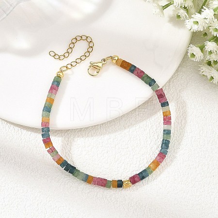Natural White Jade Beaded Bracelets BJEW-JB14426-1