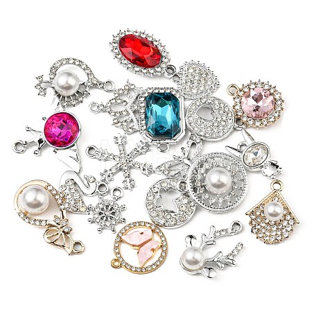 Alloy Rhinestone Pendants ALRI-XCP0001-14GP-1