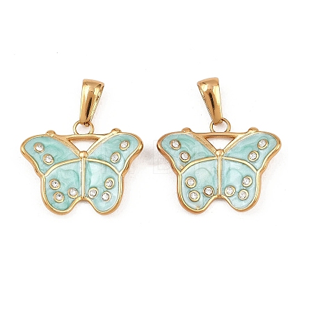 304 Stainless Steel Rhinestone Pendants STAS-P438-08G-1