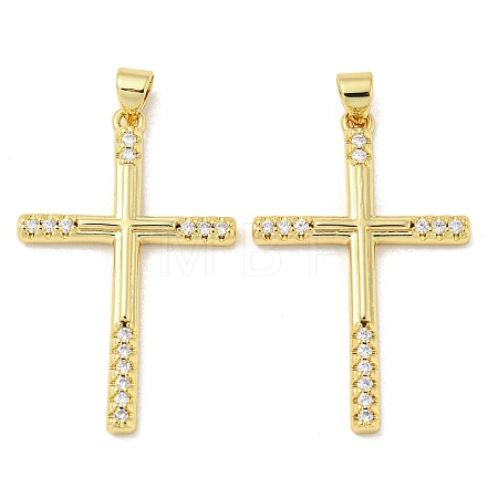 Rack Plating Brass Micro Pave Cubic Zirconia Pendants KK-F869-07G-1