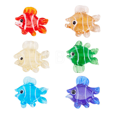 6Pcs 6 Colors Handmade Lampwork Beads Strands LAMP-TA0002-44-1
