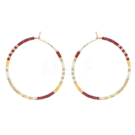 Handmade Glass Seed Beads Hoop Earrings LS-HQ0649-1-1