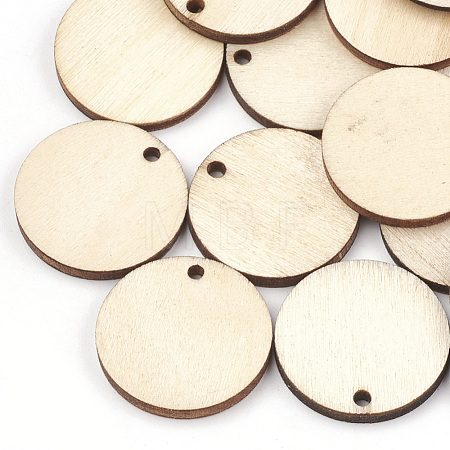 Undyed Wood Pendants WOOD-T008-13-1
